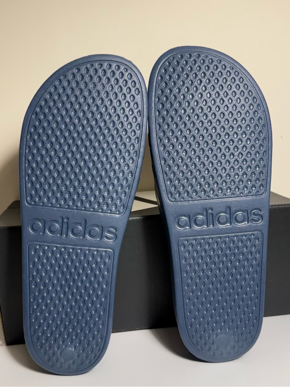 Adidas Adilette Aqua Slide Sandals in Navy Blue - Picture 5 of 6